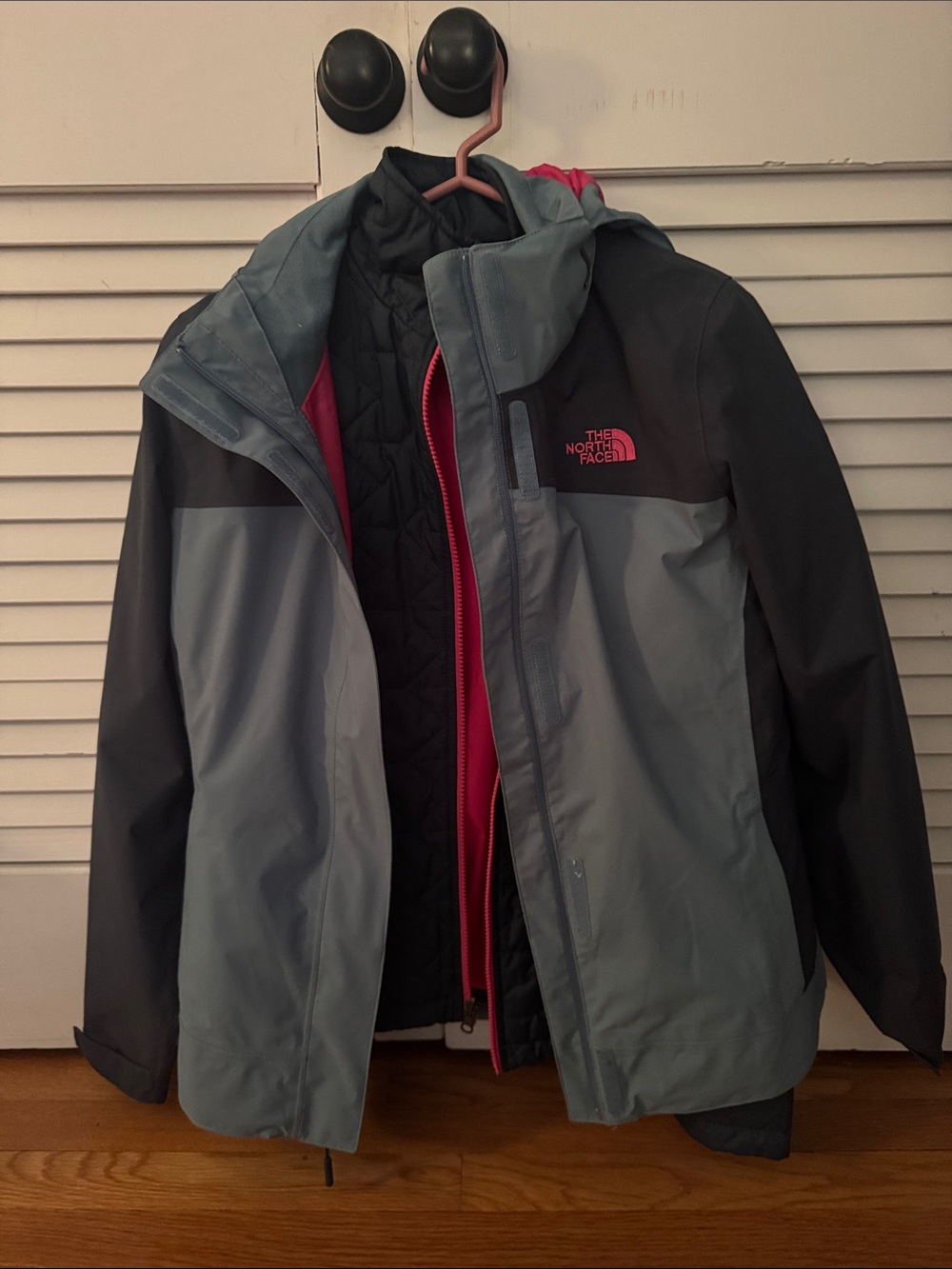 The North Face Women's Gray, Black & Pink 3-in-1 Raincoat